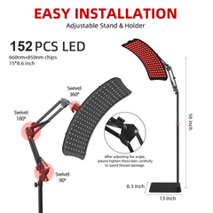 Red Light Therapy Panel for Face & Body – 660nm Red + 850nm Infrared LED Lamp with Adjustable Stand, Timer & 5-Level Intensity for Skin Rejuvenation, Pain Relief & Muscle Recovery