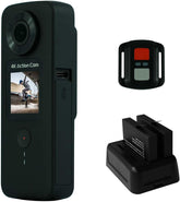 Action Camera 4K 30FPS 20MP WiFi, Dual Screens, Bike Camera with EIS, 2 x 1800mAh Batteries, Remote, Waterproof