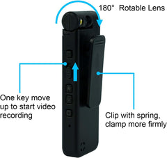 Small Body Camera 1440P HD Body Video Cam 1.3” Screen 64GB TF Card Rotatable Lens Clip on Pocket Hat Cap Sport Cameras