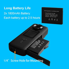 Action Camera 4K 30FPS 20MP WiFi, Dual Screens, Bike Camera with EIS, 2 x 1800mAh Batteries, Remote, Waterproof