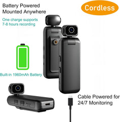 2K Window Camera, Clip on Body Camera, Wireless 2.4GHz WiFi Window Cameras for Home Security, Night Vision Motion Detection Dual Rotations Wide Angle 64GB Card Indoor Window Security Camera
