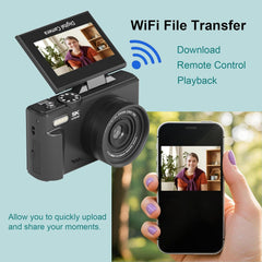 5K 4K Digital Camera for Photography, 75MP Photography Camera with Flip Screen 18X Zoom Autofocus 2 Batteries 32GB Card, Compact Travel Point and Shoot Digital Cameras for Beginners Teens