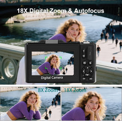 5K 4K Digital Camera for Photography, 75MP Photography Camera with Flip Screen 18X Zoom Autofocus 2 Batteries 32GB Card, Compact Travel Point and Shoot Digital Cameras for Beginners Teens