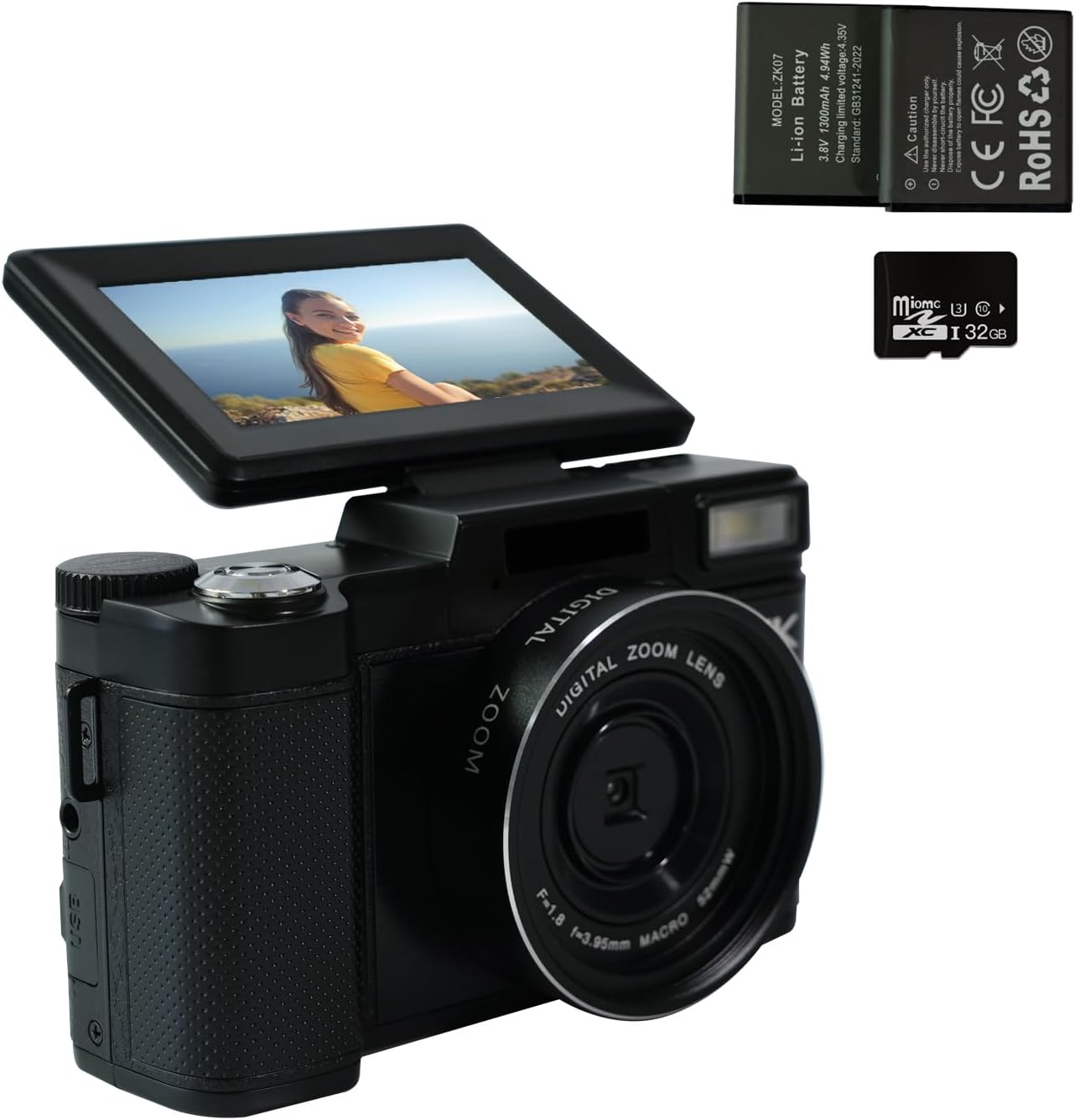 5K 4K Digital Camera for Photography, 4K Vlogging Camera for YouTube, 64MP 40X Zoom 3” Flip Screen Autofocus Anti-Shake 2 Batteries 32GB TF Card Optical Zoom Point and Shoot Digital Cameras