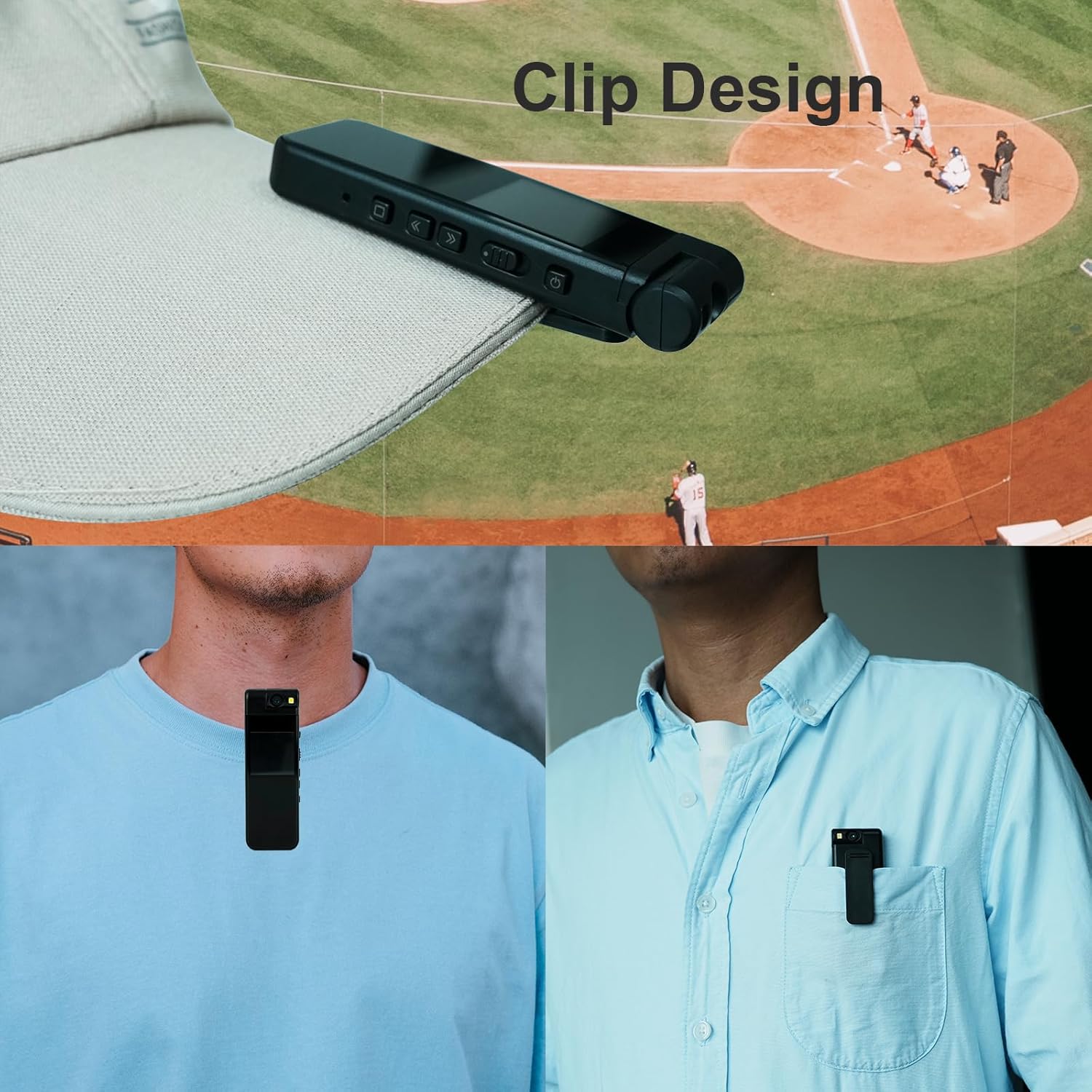 Small Body Camera 1440P HD Body Video Cam 1.3” Screen 64GB TF Card Rotatable Lens Clip on Pocket Hat Cap Sport Cameras