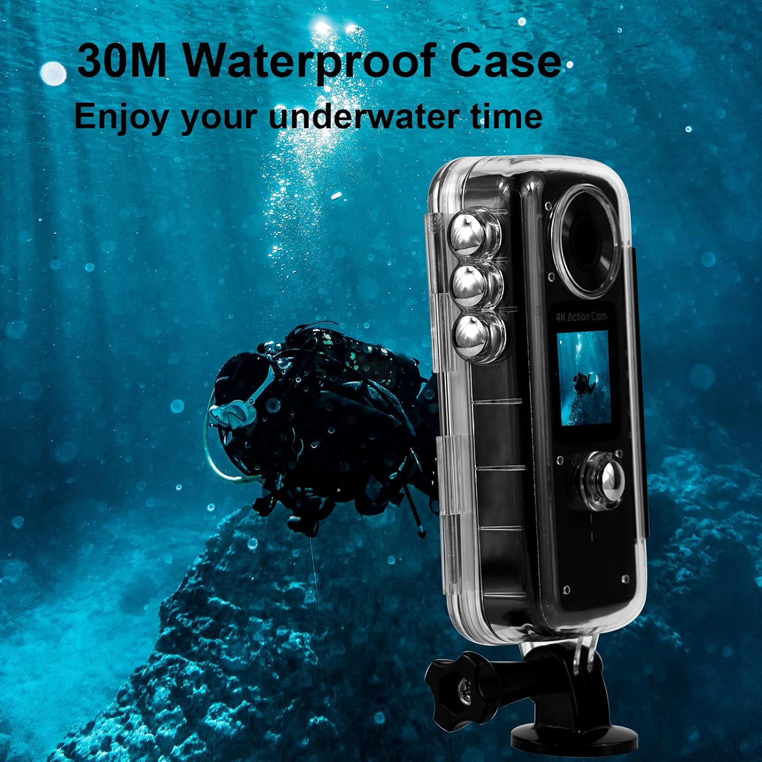 Action Camera 4K 30FPS 20MP WiFi, Dual Screens, Bike Camera with EIS, 2 x 1800mAh Batteries, Remote, Waterproof